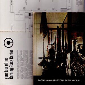 Corning Glass Center NY 1960s HC Guidebook + Foldout Map Steuben Factory Tour